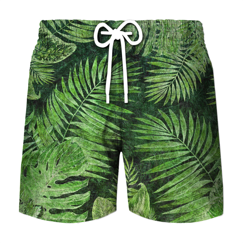 A Bathing Ape Camo - Пляжные Гавайские шорты с 3D-принтом листьев,