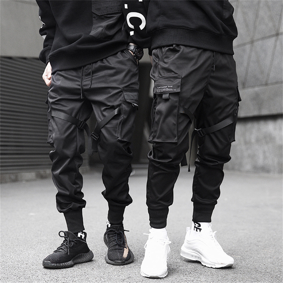 Streetwear Brand Jacket - Черные брюки-карго в стиле хип-хоп, летние